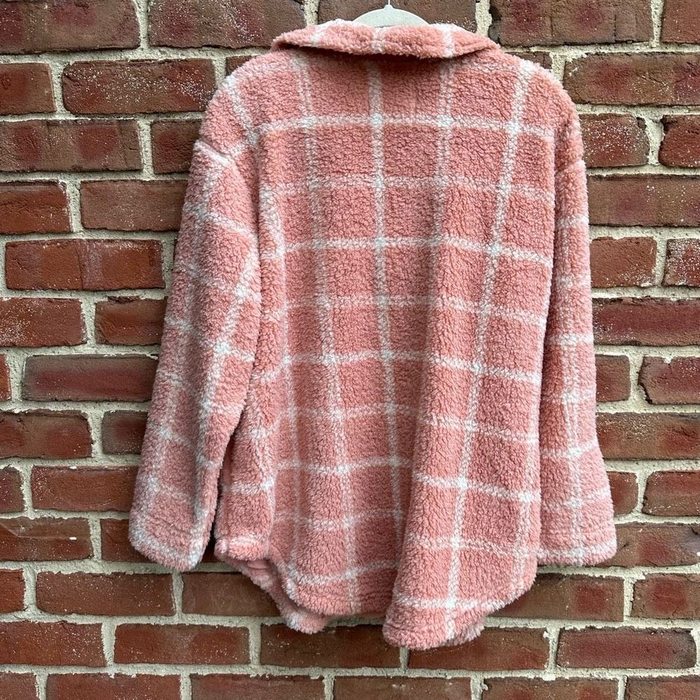 Koolaburra by UGG Women Plaid Brushed Sherpa Cozy shacket Pink Medium NEW - Picture 5 of 7